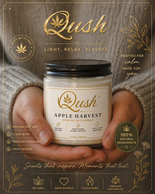 Qush Apple Harvest Candle – Cozy Home Scent, Fall Fragrance Candle, Minimalist Decor