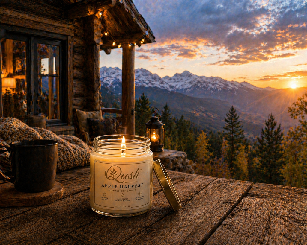 Qush Apple Harvest Candle – Cozy Home Scent, Fall Fragrance Candle, Minimalist Decor