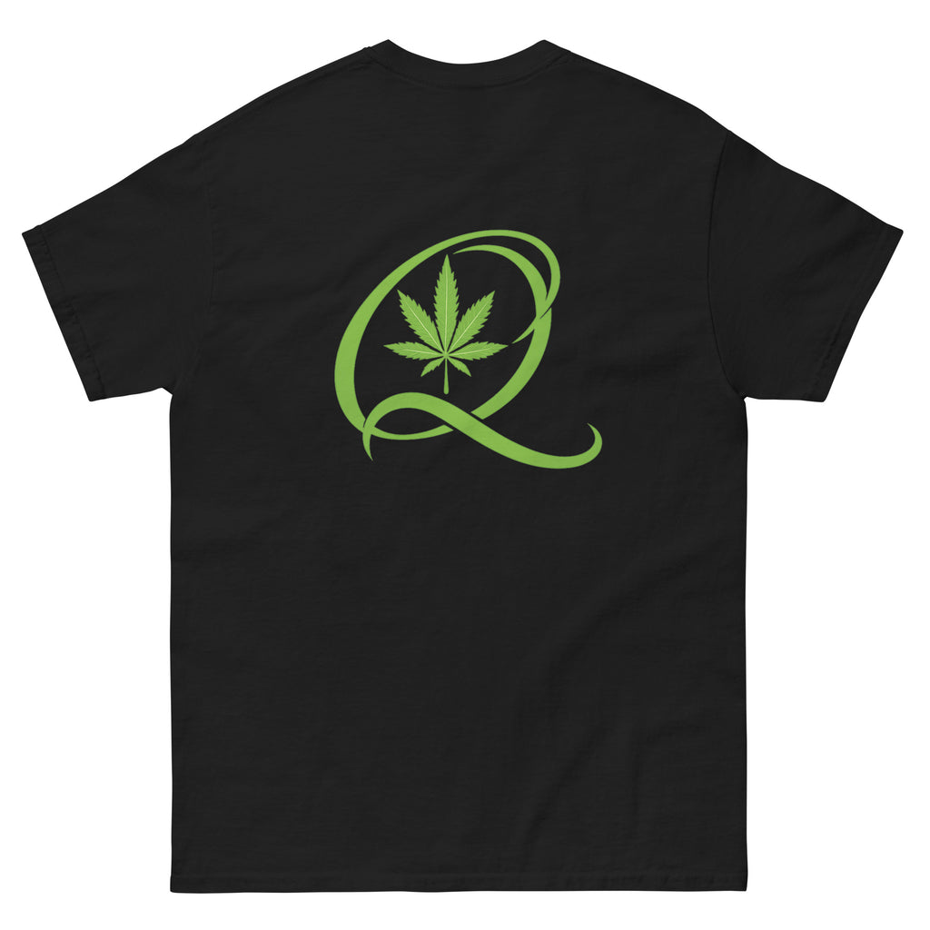 Qush Streetwear T-Shirt, Cannabis Green Logo Tee, Urban Fashion Graphic Shirt, Unisex Black Streetwear Tee, Minimalist Hype Clothing