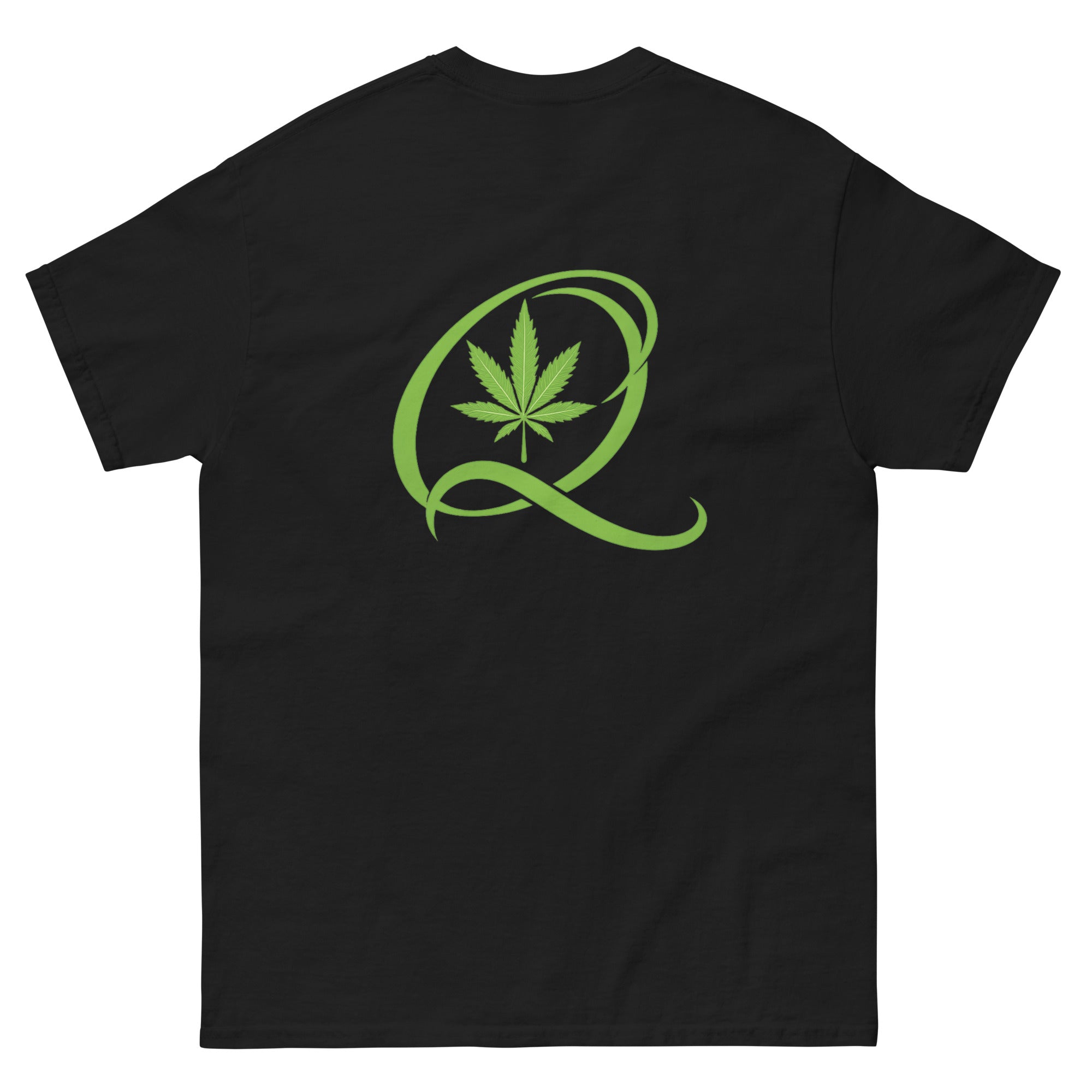 Qush Streetwear T-Shirt, Cannabis Green Logo Tee, Urban Fashion Graphic Shirt, Unisex Black Streetwear Tee, Minimalist Hype Clothing